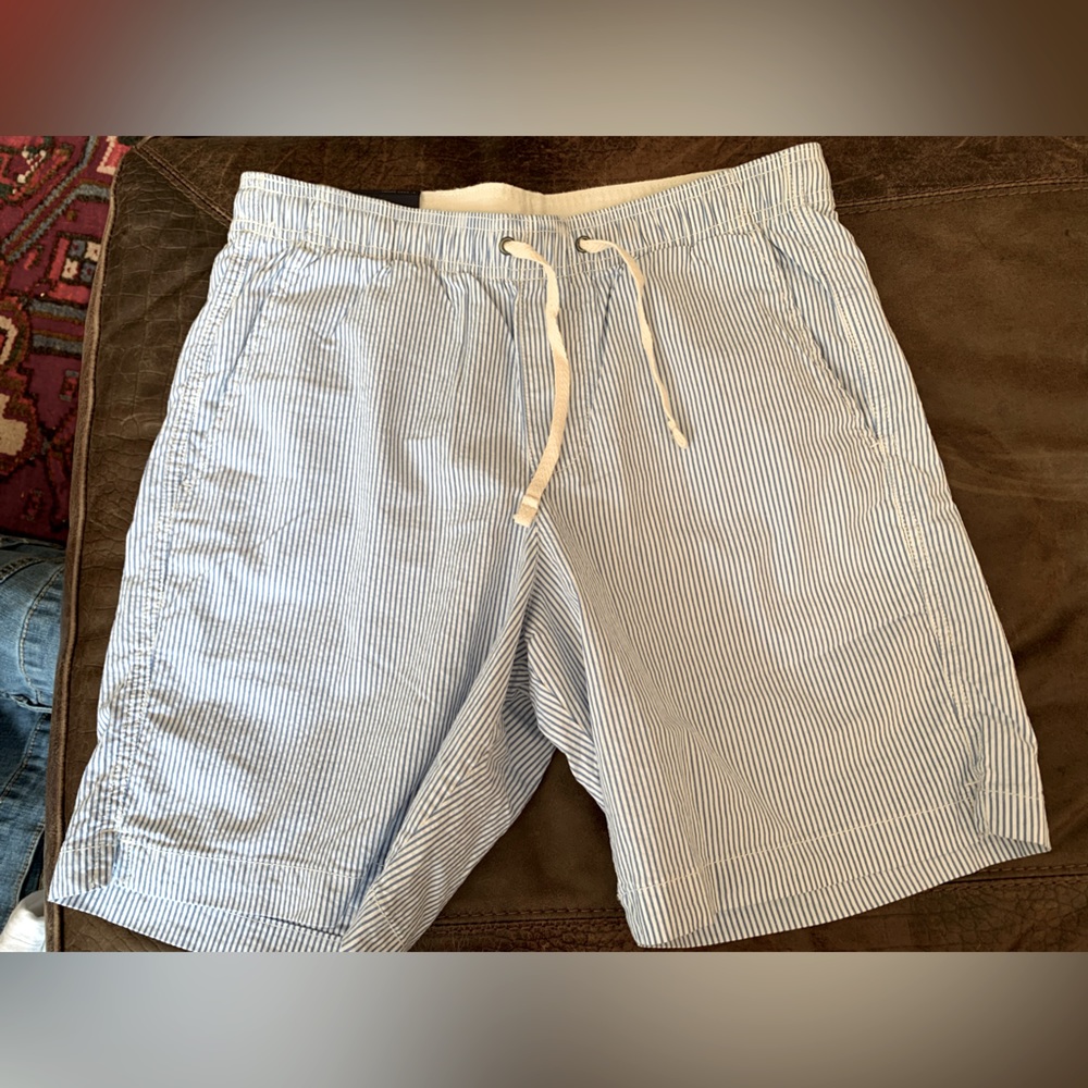 GAP 8” Easy Short Drawstring Mens Small Blue Stripe New With Tag GAPFLEX
